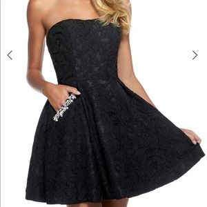 Sherri Hill 53002 black lace/crystal a-line dress